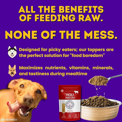 HOLI Freeze Dried Dog Food Topper - 3 Pack 2oz/Bag (Beef Liver, Lamb Liver, Rabbit) Mix in Flavor Enhancer, 100% All Natural