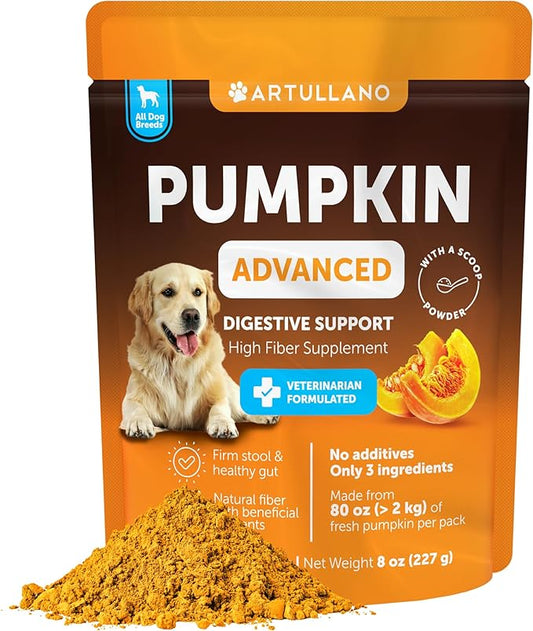 Pumpkin for Dogs - Pumpkin Powder for Dogs Digestive Support - Natural Fiber for Dogs - Healthy Stool - Mix with Water to Create Delicious Pumpkin Puree - Canned Pumpkin Alternative - 8 OZ