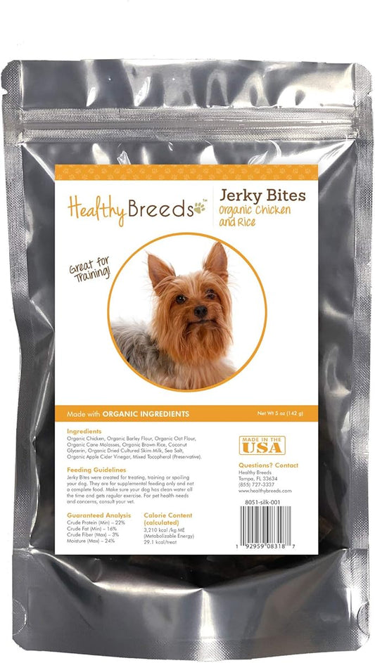 Healthy Breeds Silky Terrier Jerky Bites Chicken & Rice Recipe Dog Treats 5 oz
