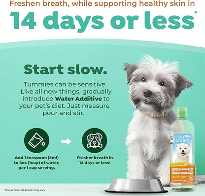 TropiClean Fresh Breath Supports Skin Health | Dog Oral Care Water Additive | Dog Breath Freshener Additive for Dental Health | VOHC Certified | Made in the USA | 33.8 oz.