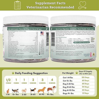 Wholistic Pet Organics: Multivitamin Chews for Dogs Organic Homemade Dog Treat for Medium and Small Dogs Calming Chews for Dogs Food Puppy Multivitamin Probiotics Immune Support Supplement