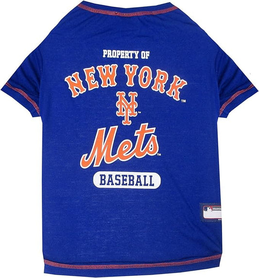MLB New York Mets Dog T-Shirt, X-Small. - Licensed Shirt for Pets Team Colored with Team Logos. - Premium Stretchable Materials for The Comfort of Your Dog & cat.