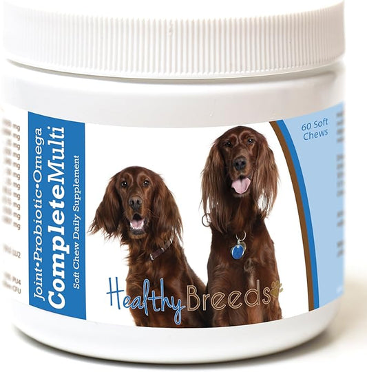 Healthy Breeds Irish Setter All in One Multivitamin - Complete with Probiotics, Glucosamine, Chondroitin & Omegas - 60 Soft Chewy Treats