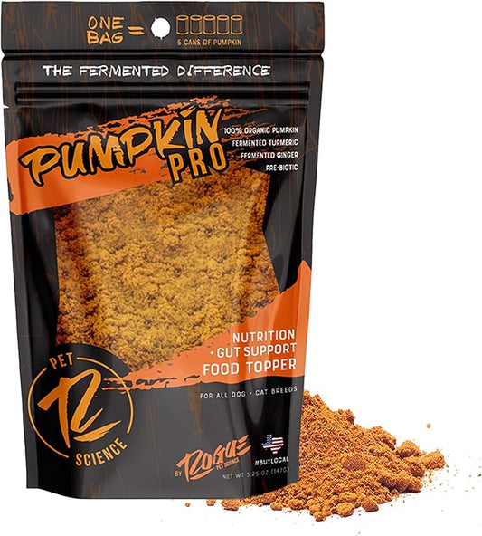 Pumpkin Pro for Dogs - Tasty Powdered Digestive Support Food Topper w/Organic Pumpkin - Supports Prebiotic Fiber Source & Nutrition - Helps Loose Stool and Gut Inflammation(5.25 oz)