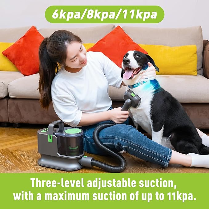 Pet Clipper Grooming & Pet Grooming Vacuum Kit,Low Noise Technology Picks Up 99% Pet Hair,4 in 1 Proven Grooming Tools,1.2L Capacity Pet Hair Dust Cup (without Grooming Clippers)
