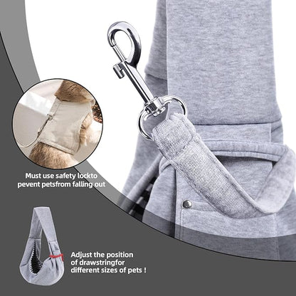 Dog Carrier Sling - Reversible Puppy Carrier Purse with Storage Pocket, Hand-Free Dog Sling Carrier for Carry Small Dogs and Cats，Travel Safety Harness, Dog and cat Harness (Gray)