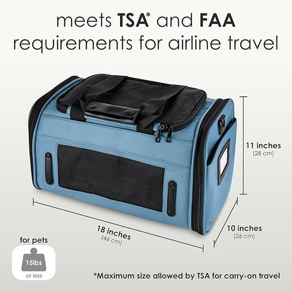 TSA Airline Approved PU Leather Luxury Pet Carrier - Size XS/S - for Small Dogs and Cats