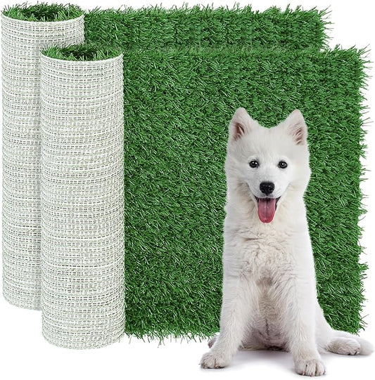 Artificial Dog Grass Pee Pads 28" X 18", Large Puppy Training Turf for Potty Tray, Reusable Pet Fake Grass with Drainage, 2 Packs