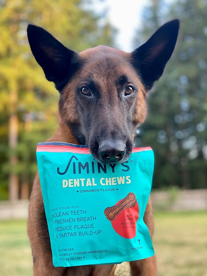 Jiminy's Dental Chews for Dogs, Cinnamon, Large, 7ct (Pack of 1)