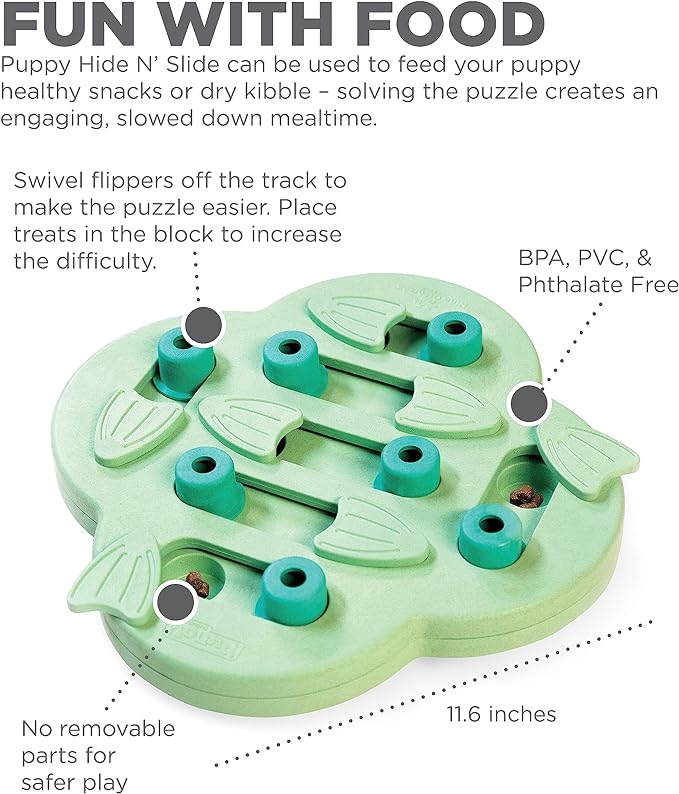 Outward Hound Nina Ottosson Puppy Hide N' Slide Green Interactive Treat Puzzle Dog Toy
