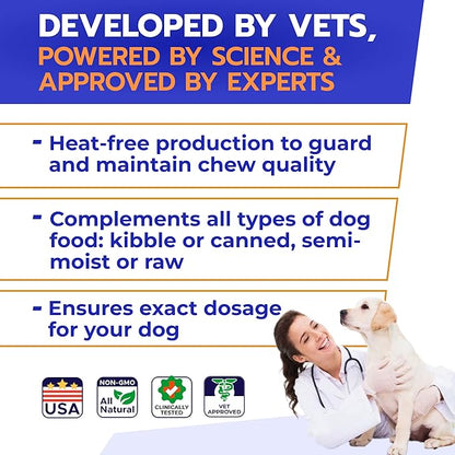 Fish Oil Omega 3 for Dogs - Allergy Relief - Itchy Skin Relief, Shedding, Seasonal Allergies - Skin and Coat Supplement - Made in USA - Salmon Oil Chews