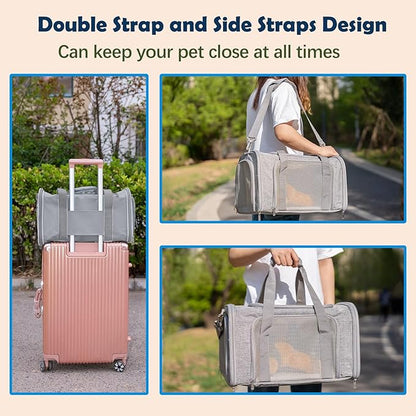 Dog Cat Carrier Pet Carriers for Small Medium Large Cats Dogs Carrier Soft Sided Small Puppy Dog Carrier Portable Foldable Airline Approved Dog Cat Travel Carrier Grey Large
