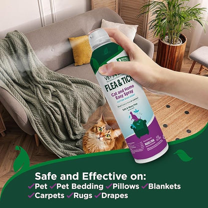 Vet’s Best Flea & Tick Flea and Tick Cat Easy Spray – Cotton Spice Scent – Natural Flea & Tick Prevention – Kills Fleas & Ticks for Cats – 14oz