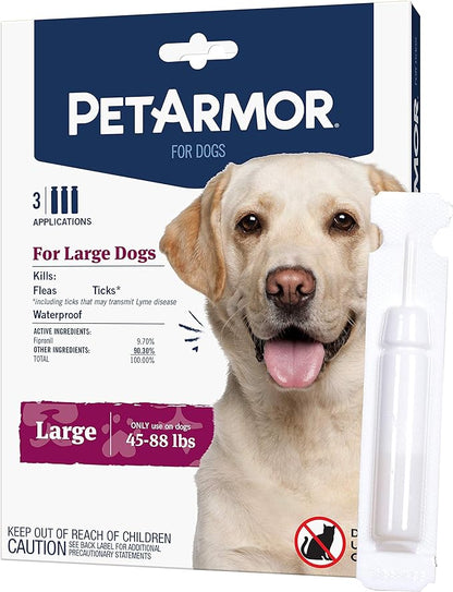 PetArmor for Dogs, Flea and Tick Treatment for Large Dogs (45-88 Pounds), Includes 3 Month Supply of Topical Flea Treatments