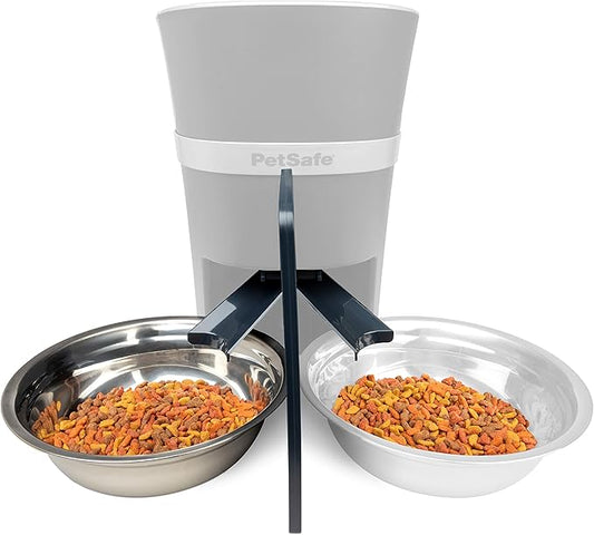 PetSafe 2-Pet Meal Splitter with Bowl - Designed for PetSafe Smart Feed and Healthy Pet Simply Feed Automatic Cat Feeder - No-Mess Food Dispensing - includes Privacy Panel