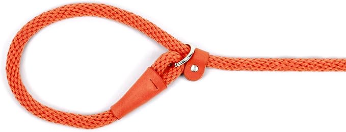 Martha Stewart Braided Rope & Leather Slip Lead for Dogs, Coral, 8'