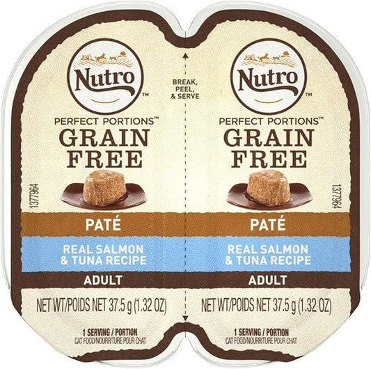 Nutro 50411520 24Ea/2.65Oz Grain Free Perfect Portions Soft Loaf Salmon & Tuna Recipe Cat Food, One Size