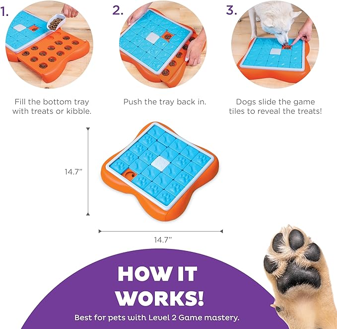 Outward Hound Nina Ottosson Challenge Slider Interactive Treat Puzzle Dog Enrichment Toy, Level 3 Advanced, Multicolored