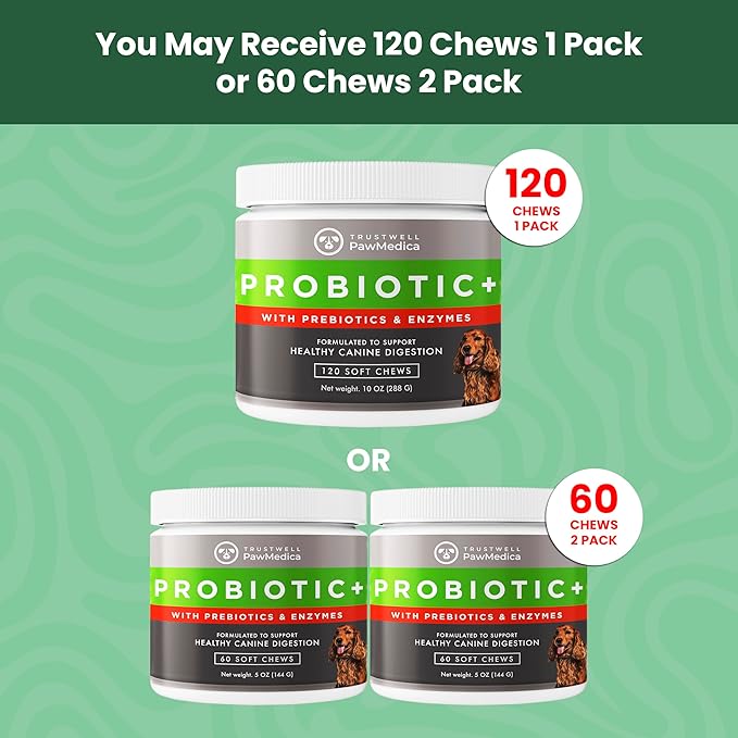 PawMedica Dog Probiotics and Digestive Enzymes, Probiotics for Dogs Made in USA, Pet Probiotic Chews for Dogs, Prebiotics & Probiotic Dog Digestive Support, Probiotic Treats - 120 Dog Probiotic Chews