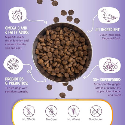Health Extension Dry Dog Food, Natural Food with added Vitamins & Minerals, Suitable for All Puppies, Include Duck & Sweet Potato Recipe with Whole Vegetable & Berries (4 Pound)