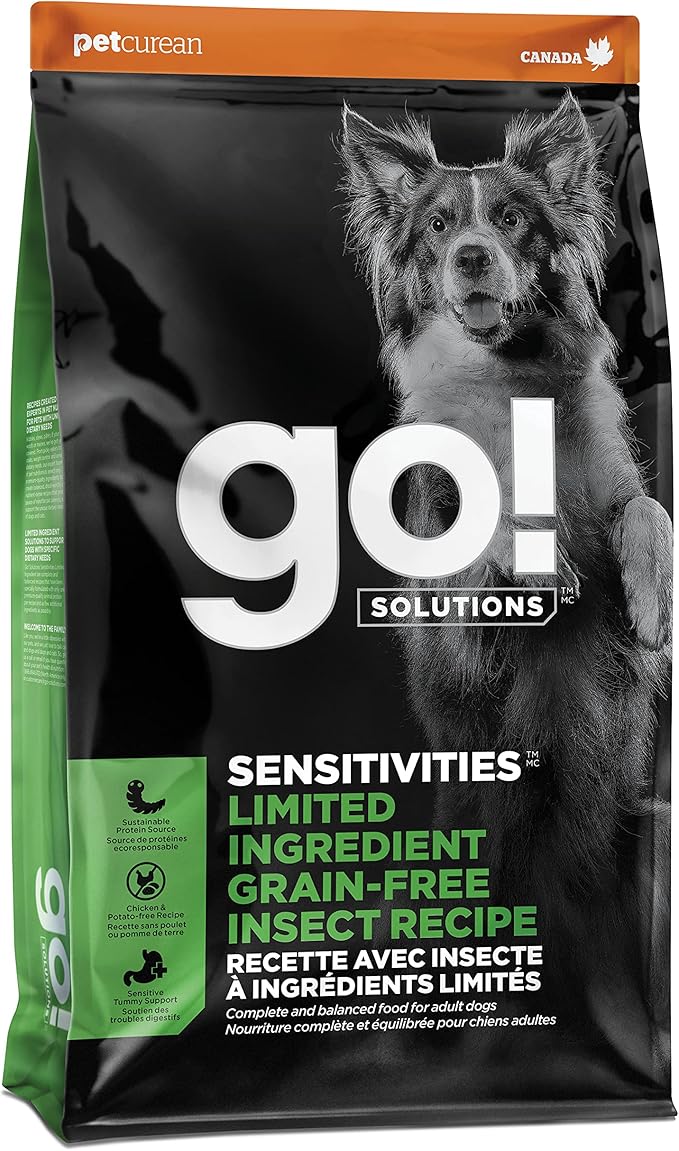 GO! SOLUTIONS Sensitivities Limited Ingredient Dry Dog Food - Insect recipe - Complete & Balanced Nutrition for All Life Stages, 22 lbs