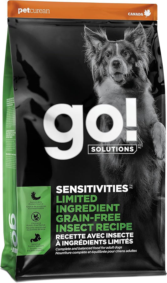 GO! SOLUTIONS Sensitivities Limited Ingredient Dry Dog Food - Insect recipe - Complete & Balanced Nutrition for All Life Stages, 22 lbs