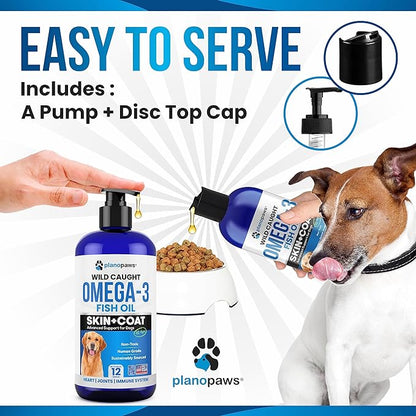 Omega 3 Fish Oil for Dogs - Better Than Salmon Oil for Dogs - Dog Fish Oil Supplement - Reduce Shedding & Itching - Supports Joints, Brain, Heart Health- Dog Skin and Coat Supplement - Fish Oil Liquid