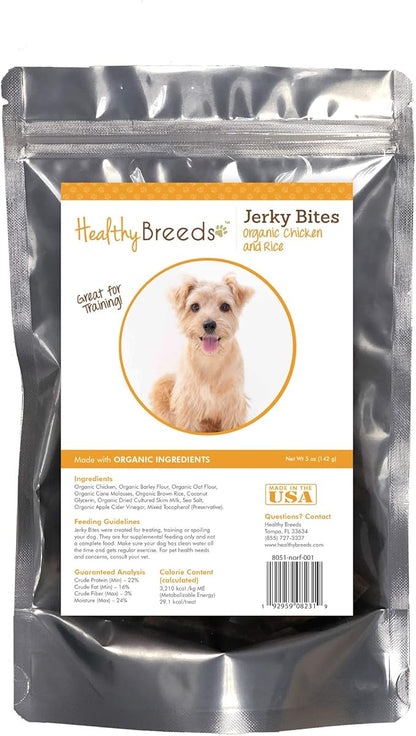 Healthy Breeds Norfolk Terrier Jerky Bites Chicken & Rice Recipe Dog Treats 5 oz