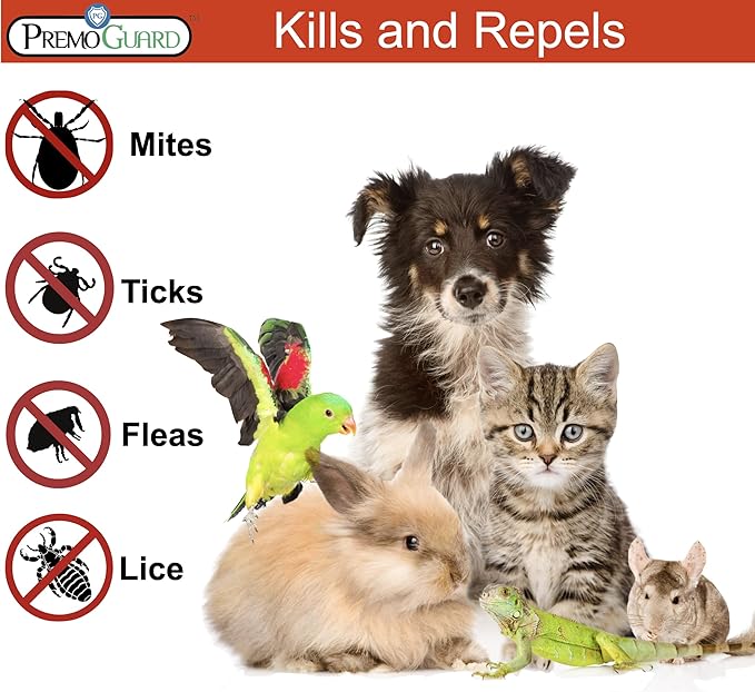 Pet Protector by Premo Guard – 100% Effective Mite, Flea, Tick, & Mosquito Spray for Dogs, Cats, and Pets – Best Natural Protection for Control, Prevention, & Treatment – 32 oz