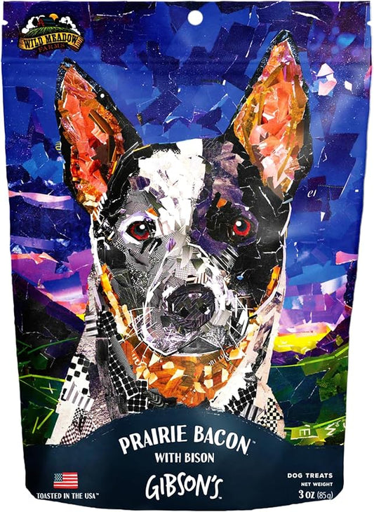 Wild Meadow Farms - Gibson's Prairie Bacon with Bison, Soft Jerky Dog Treats, Aromatic, and Grain-Free for Training and Rewarding Dogs of All Breeds and Ages - 3 Ounce Pouch