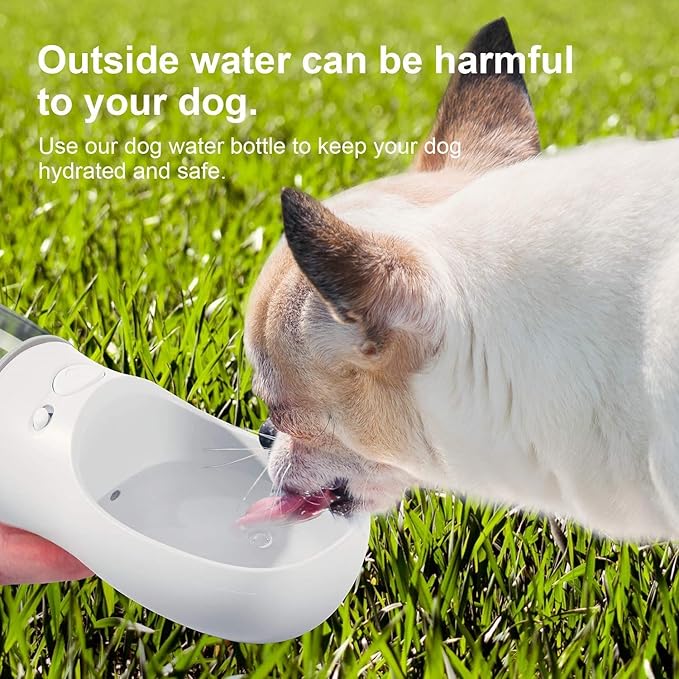 Dog Water Bottle, Leak Proof Portable Pet Water Bottles for Dogs, Puppy Water Dispenser with Drinking Feeder for Travel (Milk White 12oz)