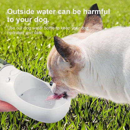 Dog Water Bottle, Leak Proof Portable Pet Water Bottles for Dogs, Puppy Water Dispenser with Drinking Feeder for Travel (Milk White 12oz)