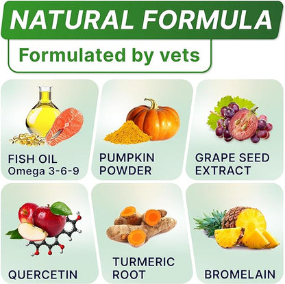 StrellaLab Dog Allergy Relief & Anti Itch Support Chews w/Omega 3: Real Ingredients, Real Taste! Skin & Coat Immune Supplement w/Fish Oil, Pumpkin & Enzymes — Developed by Experts - Made in USA -180Ct
