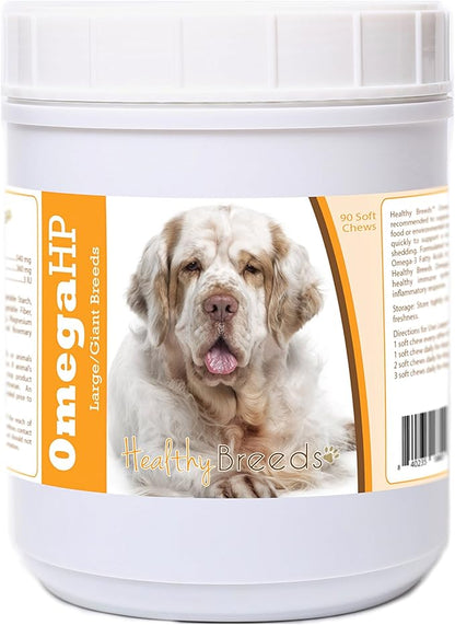 Healthy Breeds Clumber Spaniel Omega HP Fatty Acid Skin and Coat Support Soft Chews 90 Count