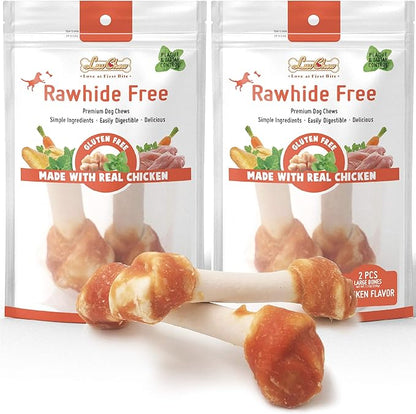 Premium Dog Bones, Made with Real Chicken & Wholesome Vegetables, Rawhide Alternative, Large 2pcs/pack x2packs