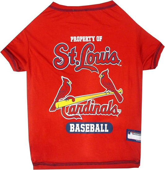 MLB Saint Louis Cardinals Dog T-Shirt, X-Small. - Licensed Shirt for Pets Team Colored with Team Logos. - Premium Stretchable Materials for The Comfort of Your Dog & cat.