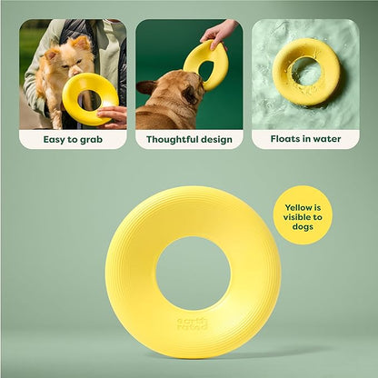 Earth Rated Flying Disc Dog Toy, Interactive Flying Saucer Toy for Adult and Puppy Dogs, Floats in Water, Small, Yellow