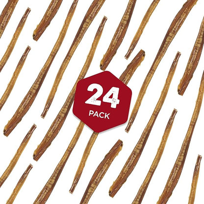 Best Bully Sticks 12 Inch Odor Free Bully Sticks for Dogs, 20 Pack, Bulk Bag 100% Natural, Grass-Fed Beef, Digestible Bully Bones, Grain and Rawhide Free, Odorless Dog Bully Sticks for Large Dogs