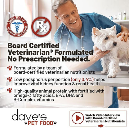 Dave's Pet Food Kidney Support for Dogs with Renal Support (Chicken Formula Crumble) Non-Prescription Low Phosphorus Restricted Diet Dog Food, Added Vitamins Minerals Taurine, Vet Formulated, 10 lb