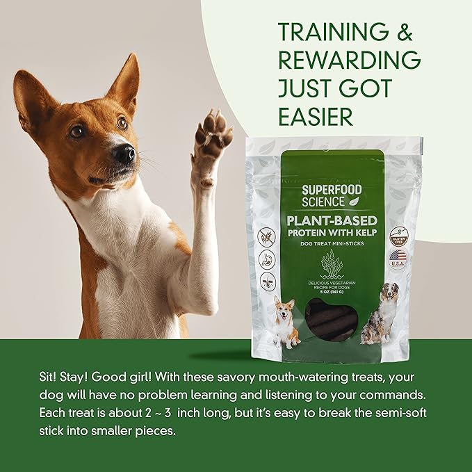 Hypoallergenic Healthy Dog Treats: Plant-Based Vegetarian Dog Treats w/Sweet Potato, Chia, Flaxseed & Coconut Oil for Skin & Coat, Gluten-Free Vegan Protein Dog Training Snack, 5 oz
