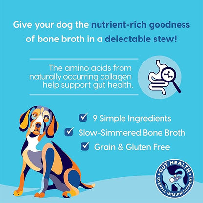 Solid Gold Bone Broth Stew - Dog Food Topper & Dog Treat Rich in Natural Collagen for Gut Health - Grain Free Formula Packed with Protein & Hearty Vegetables - Great for Picky Eaters - 6 Pack