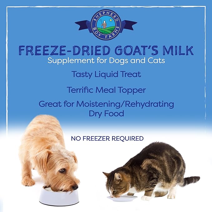 Freeze Dried Raw Goats Milk with Probiotics for Dogs & Cats (Super Fruits), Organic USA Fruits, Digestible Goat Milk Powder, Raw Nutrition, High Protein Food Toppers