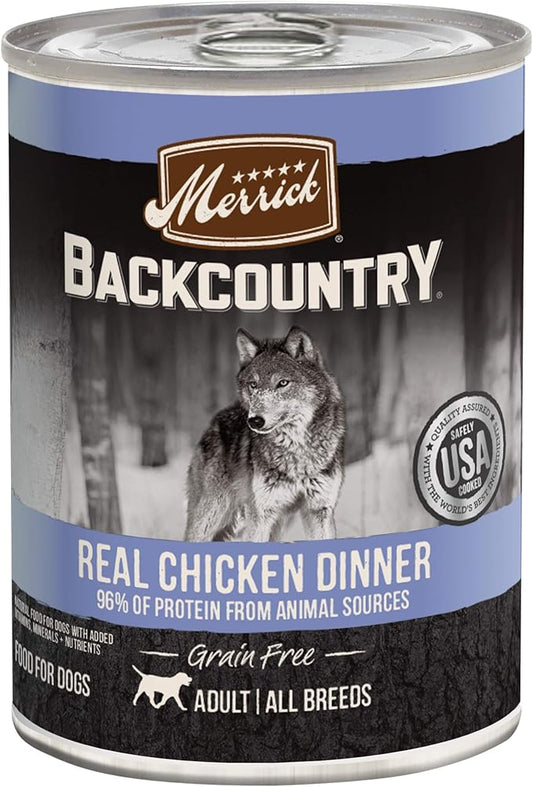 Merrick Backcountry Grain Free Premium Canned Dog Food, Soft And Healthy Wet Recipe, Real Chicken Dinner - (Pack of 12) 12.7 oz. Cans