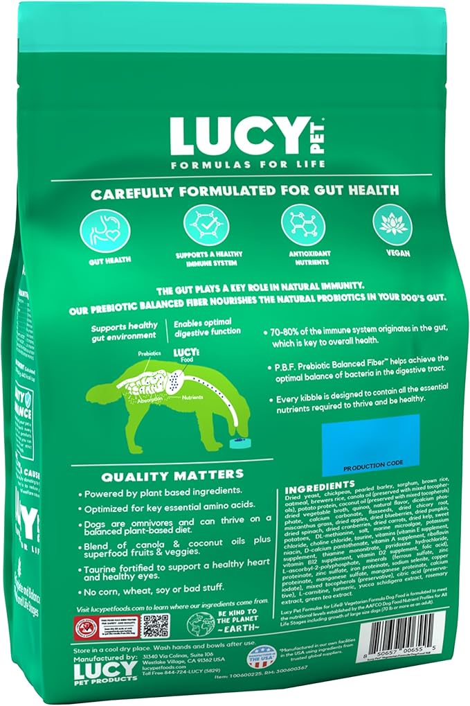 Lucy Pet Vegetarian Formula Dog Food 5lb, Vegan, Powered by Plants