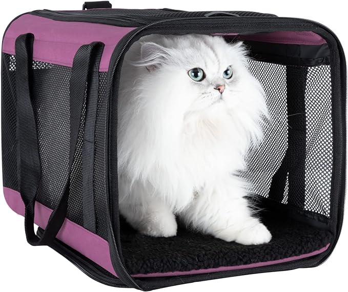 Soft Pet Carrier for Large and Medium Cats, 2 Kitties, Small Dogs. Easy to Get Cat in, Great for Cats That Don't Like Carriers (Viva Magenta)