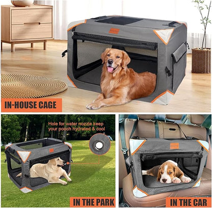 Collapsible Dog Crate-Portable Dog Crates for Small Medium Dogs,4-Door Portable Pet Travel Crate,Sturdy/Breathable/Comfortable,Indoor & Outdoor & Car Back Seat;Soft Dog Blanket
