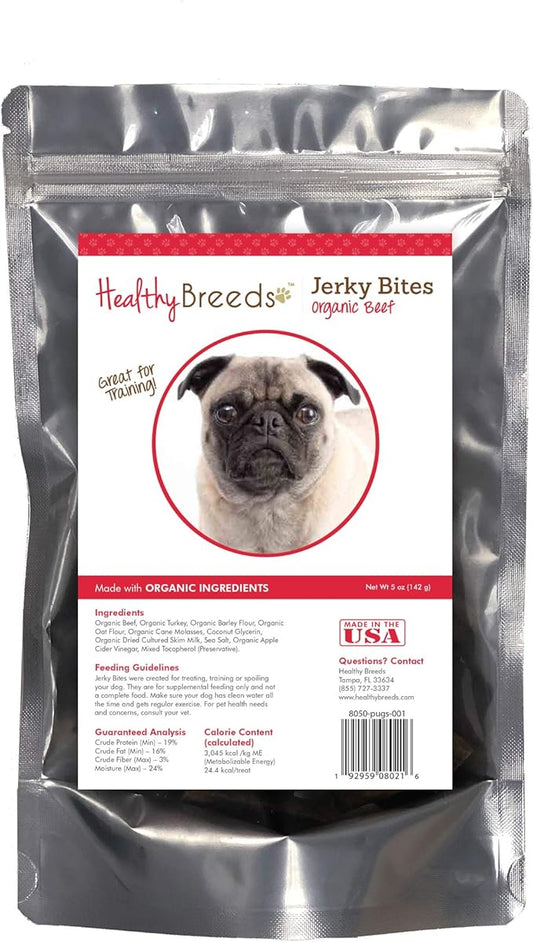 Healthy Breeds Pug Jerky Bites Beef Recipe Dog Treats 5 oz