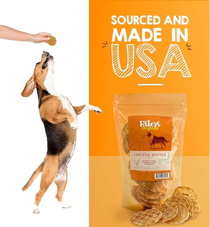 Riley's Waffles Chicken Chips for Dogs - USA Sourced Chicken Dog Treats Single Ingredient - Dehydrated Chicken Jerky for Dogs Made in USA - 6 oz