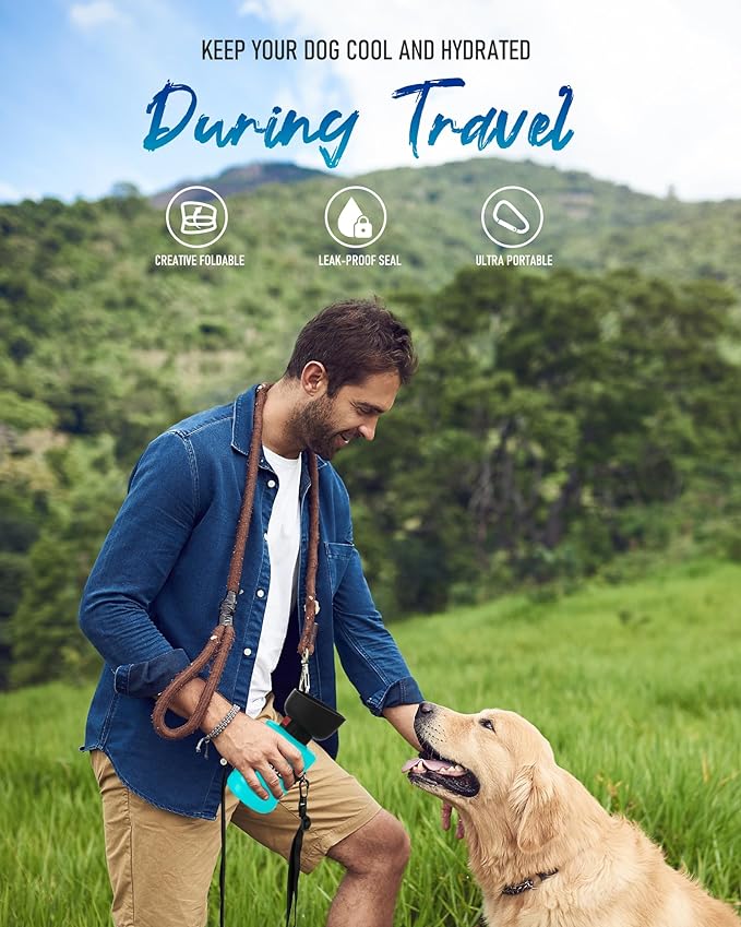 lesotc Dog Water Bottle, Portable Dog Water Dispenser, Leak Proof Pet Water Bottle for Dogs, Dog Travel Water Bottle for Outdoor Walking, Hiking, Travel, BPA-Free, Lightweight
