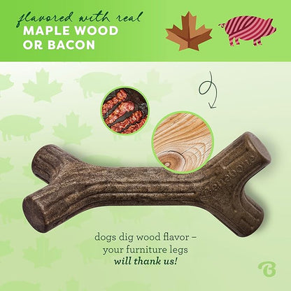 Benebone Maplestick Durable Dog Chew Toy for Aggressive Chewers, Real Maplewood, Made in USA, Medium